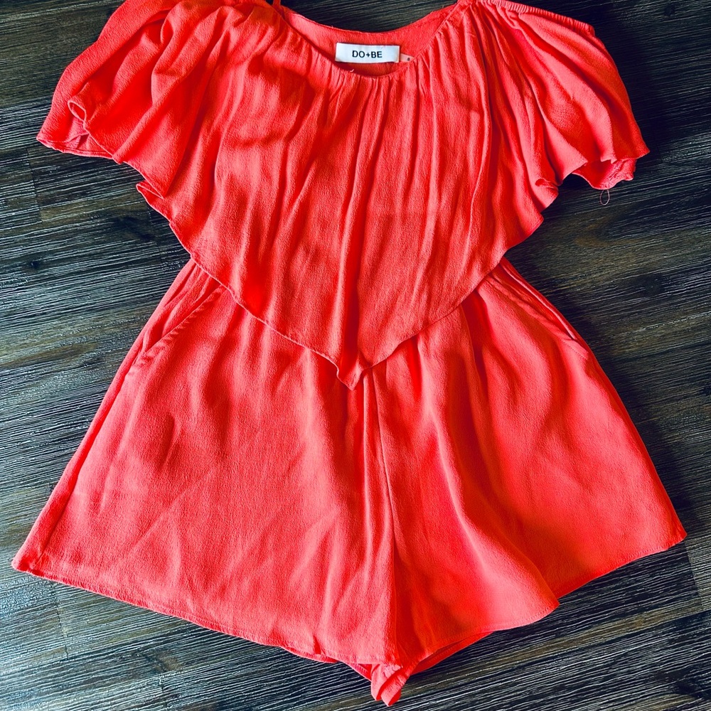 DO+BE Orange Off The Shoulder  Jumpsuit